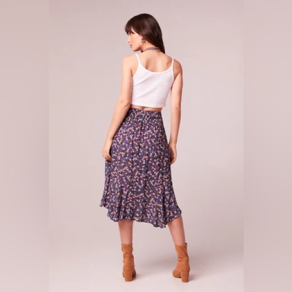 NWT Band Of The Free LINAELLE PURPLE FLORAL WRAP SKIRT Bohemian Ruffled Skirt - Picture 3 of 6